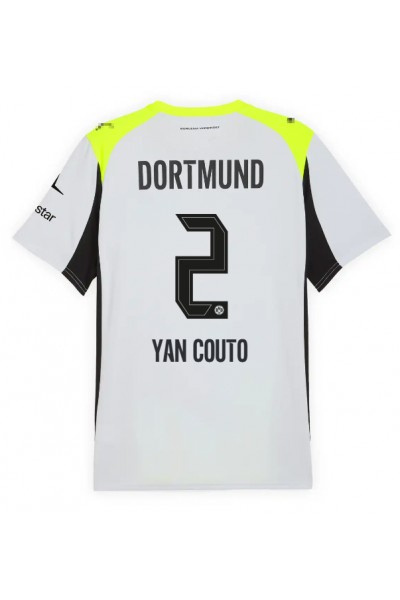 Borussia Dortmund Yan Couto #2 Jalkapallovaatteet Vieraspaita 2025-26 Lyhythihainen Borussia Dortmund Yan Couto #2 Jalkapallovaatteet Vieraspaita 2025-26 Lyhythihainen